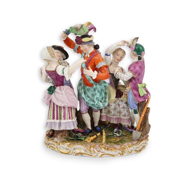 A Meissen porcelain group of the Dance Master and Dancers, late 19th century